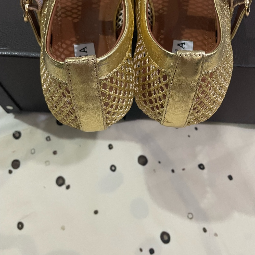 Alaïa Metallic Gold Mesh Mary Jane Shoes - Picture 11 of 12